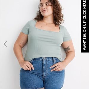 Madewell Square Neck Ribbed Tee NWT